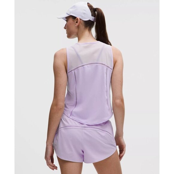 Sculpt Cropped Tank Top (Lace Trim) - Lavender Frost - Picture 2 of 3